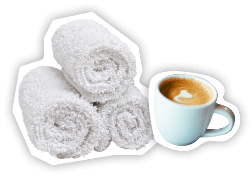 Towels and coffee